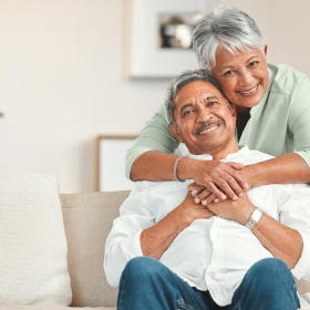a man and woman hugging