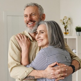 a man and woman hugging